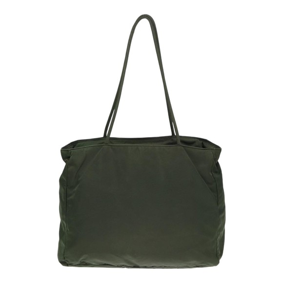 PRADA Tote Bag Nylon Khaki Silver Auth 86343 - Picture 2 of 16